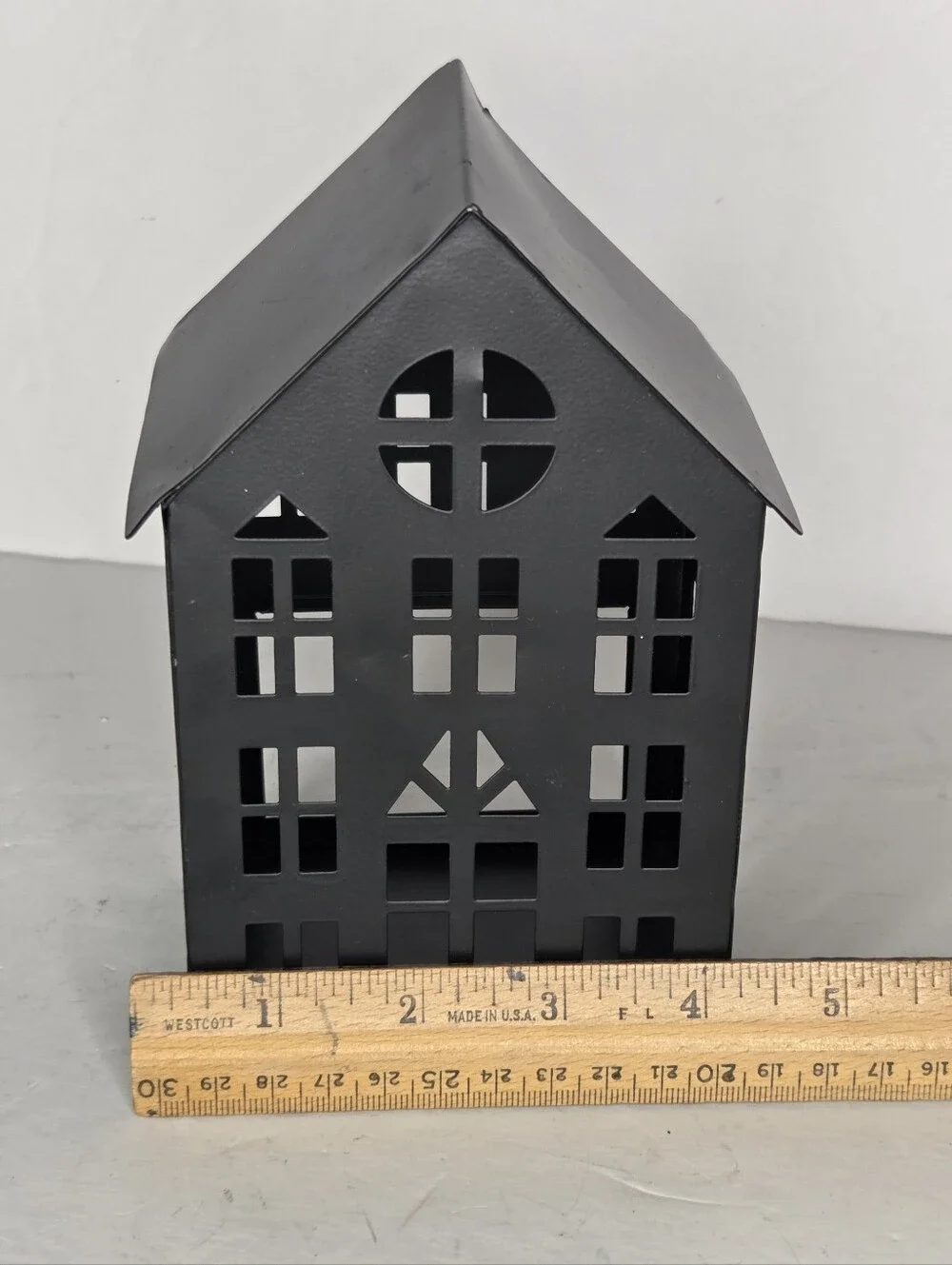 Black Metal Haunted House Tea Light Candle Lantern Halloween Decor